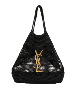 Icare Maxi Tote, Raffia, Black, PLB 772191, DB/P, 2*